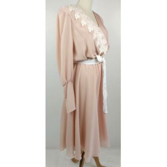 Vintage Ursula of Switzerland Sheer Pink Dress M - Picture 5 of 8